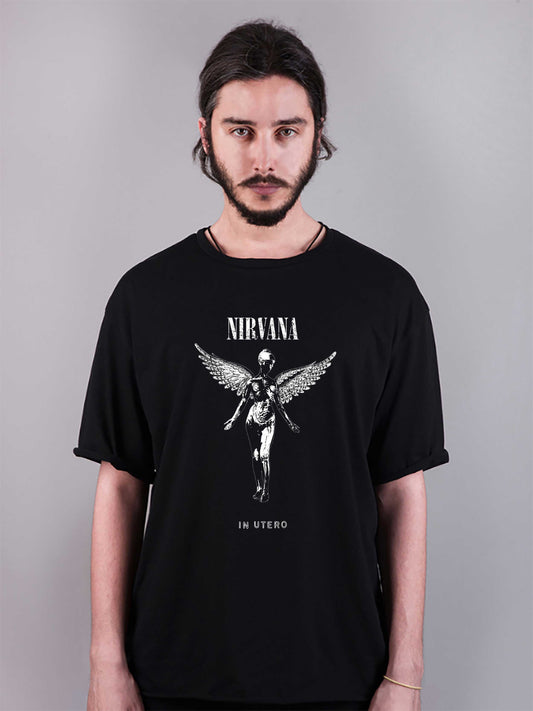 nirvana baskılı oversize tişört