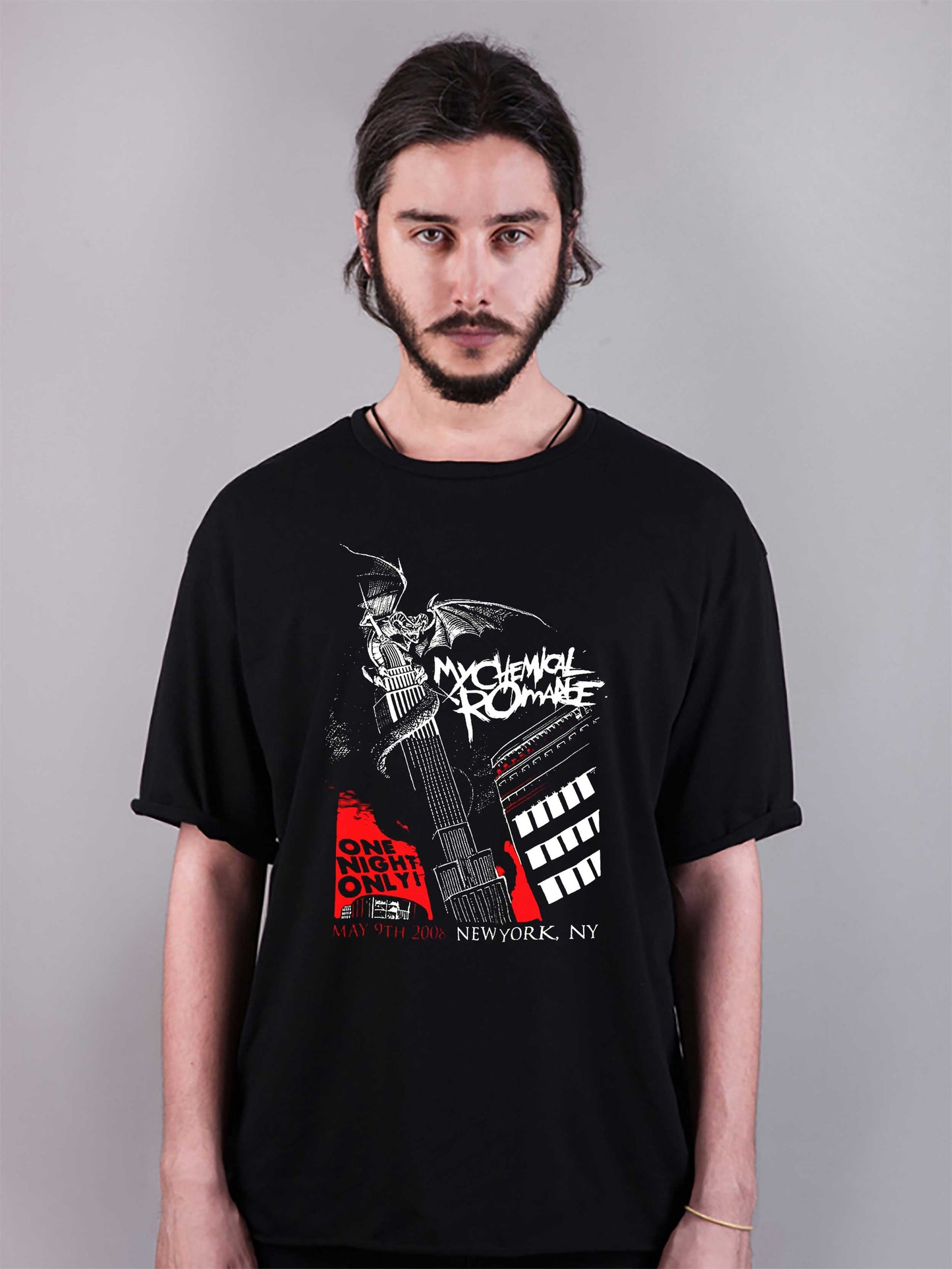 rock baskılı oversize tişört