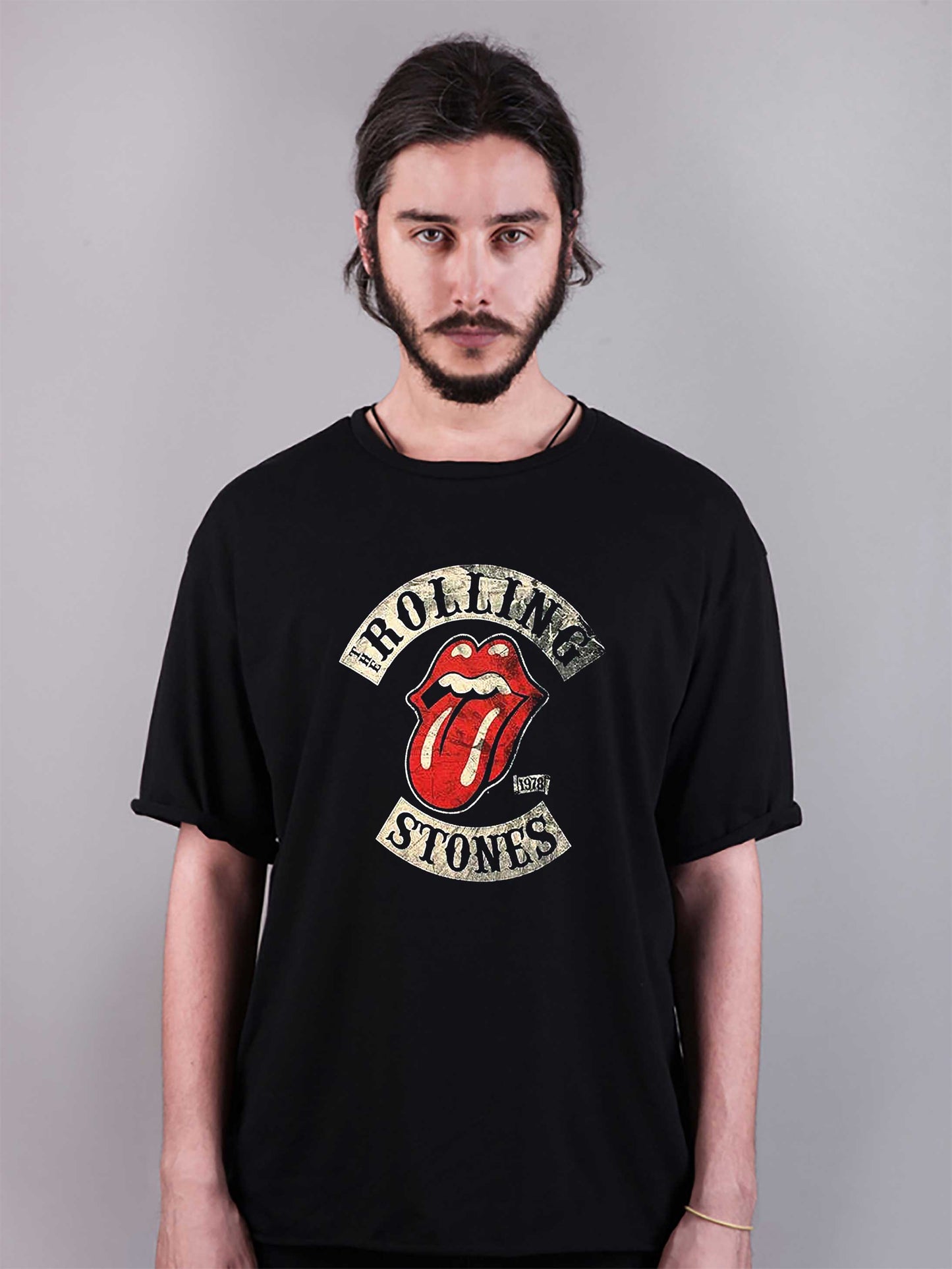 rolling stones baskılı oversize tişört