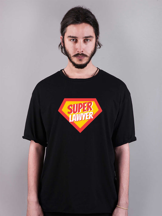süper avukat baskılı oversize tişört