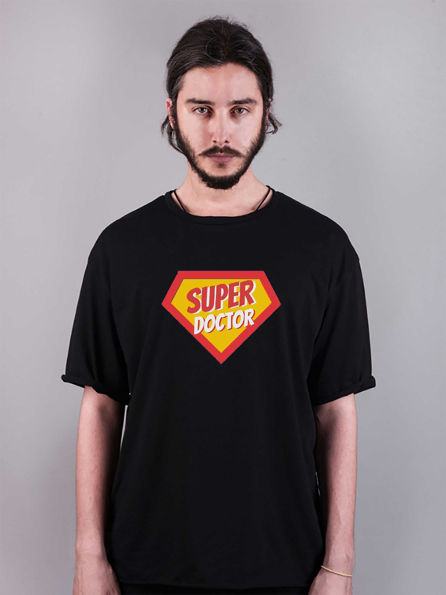 süper doktor baskılı oversize tişört