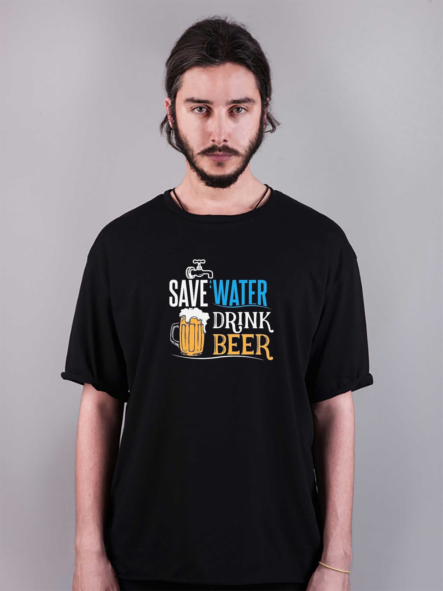 beer baskılı oversize tişört