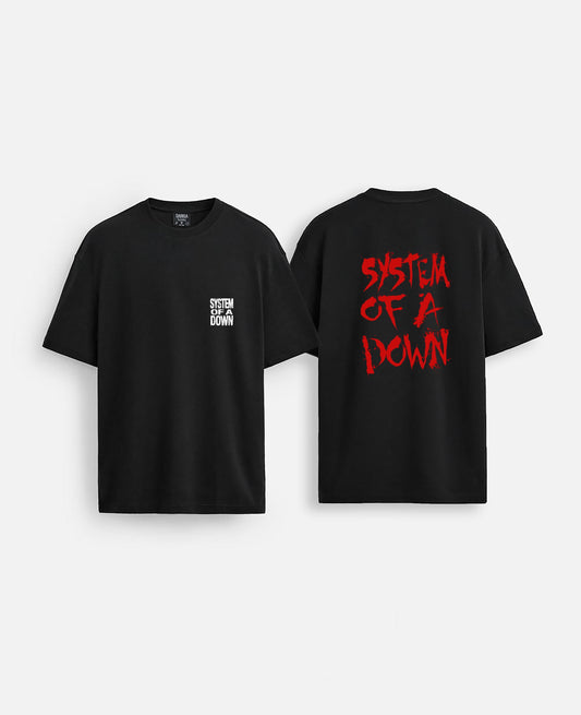 System of down baskılı oversize tişört