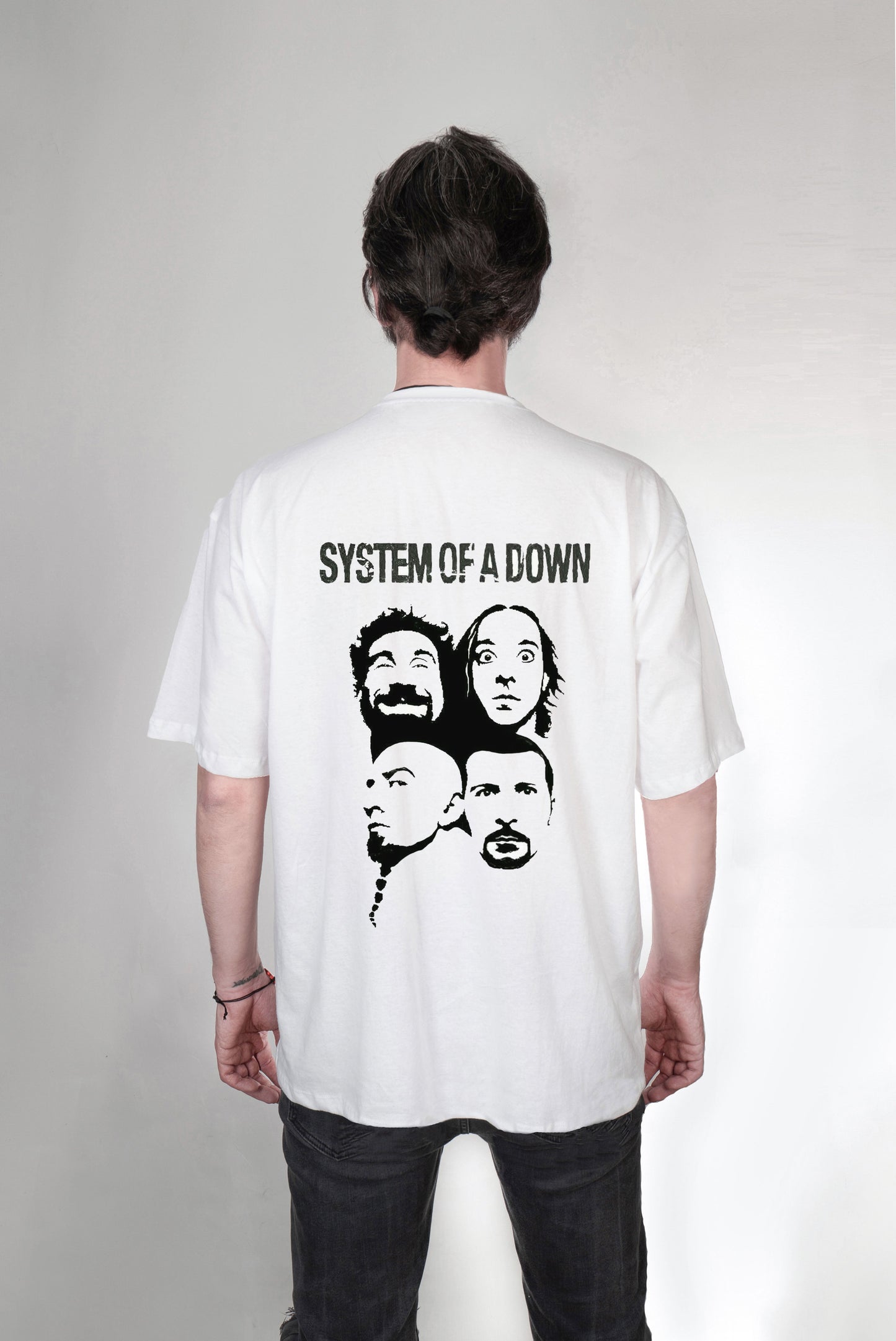 System of  down baskılı oversize tişört