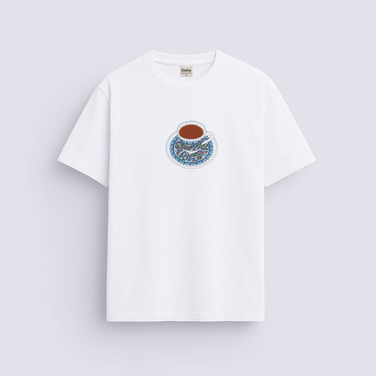 Türk Kahvesi Baskılı Beyaz Tişört