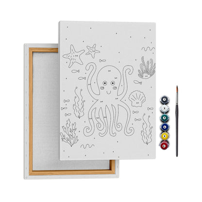 Sevimli Ahtapot - 25x35cm - Boyama Tablo