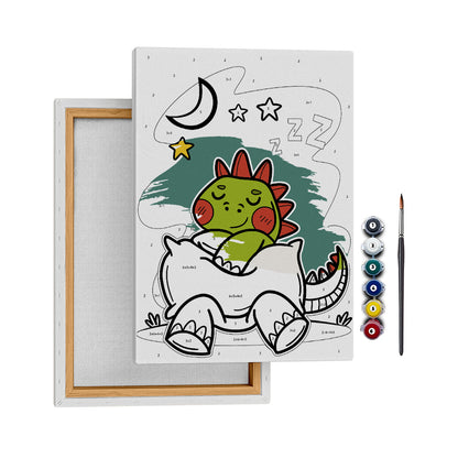 Uykucu Dino - 25x35cm - Boyama Tablo