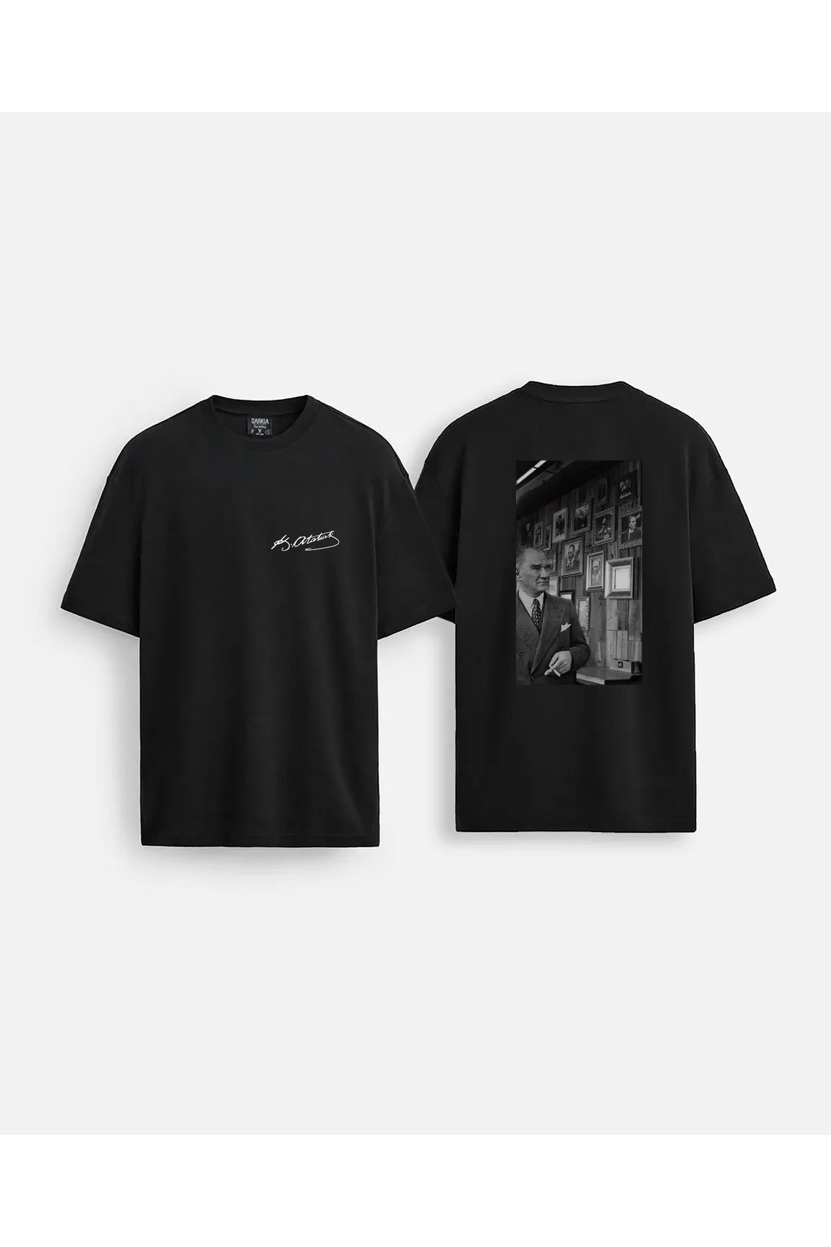 Mustafa Kemal Atatürk Baskılı Oversize Siyah Tişört