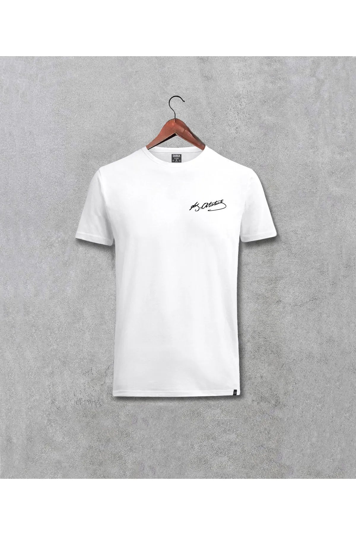 Atatürk İmza Baskılı Bisiklet Yaka Beyaz Tişört