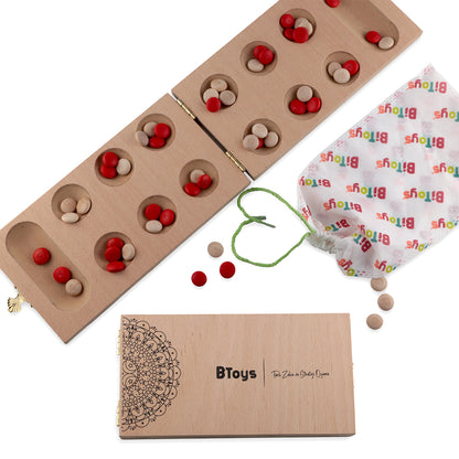 Kapaklı Mankala - Ahşap Zeka Ve Strateji Oyunu