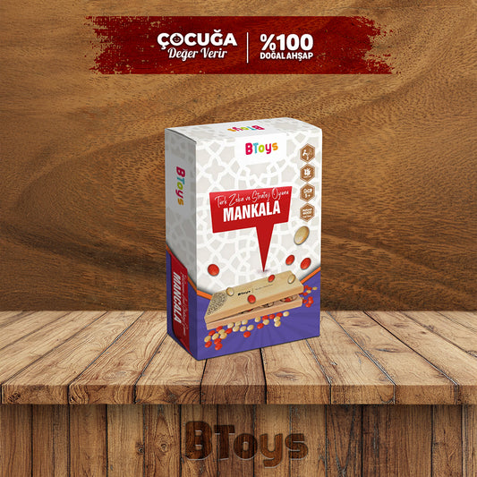 Kapaklı Mankala - Ahşap Zeka Ve Strateji Oyunu