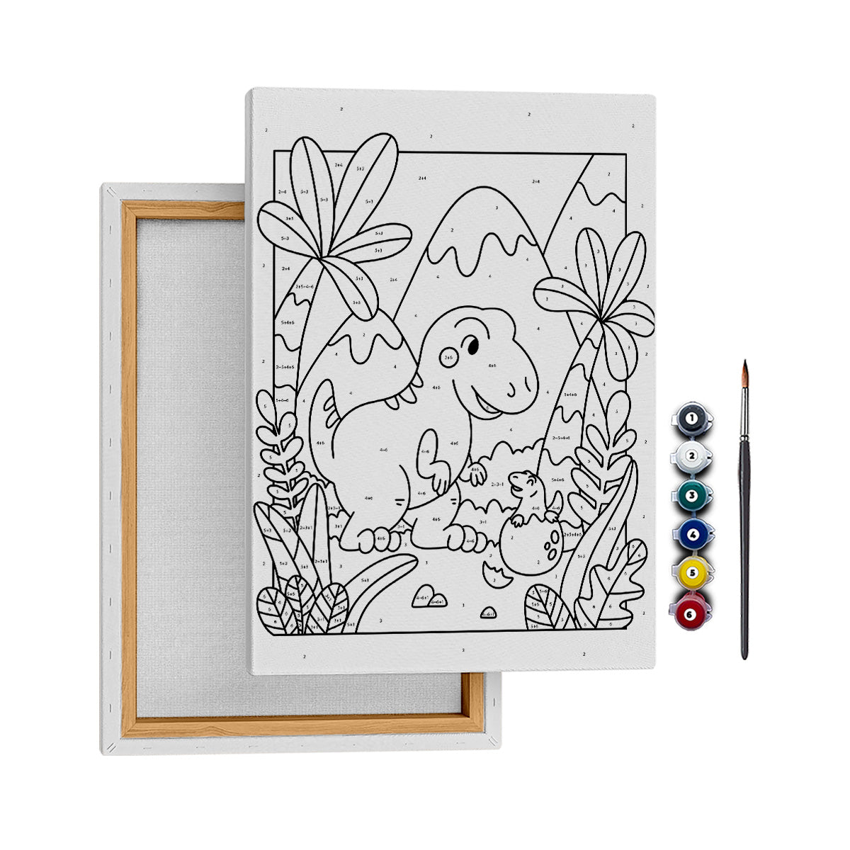 Anne Dino ve Yavru Dino - 35x50 cm- Boyama Tablo