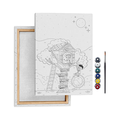 Ağaç Ev - 35x50cm - Boyama Tablo