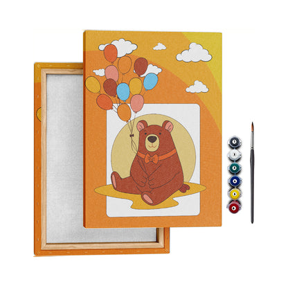 Baloncu Ayı - 35x50cm - Boyama Tablo