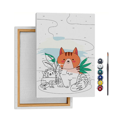 Kedi Ayma ve Dikenli Ken - 35x50cm - Boyama Tablo