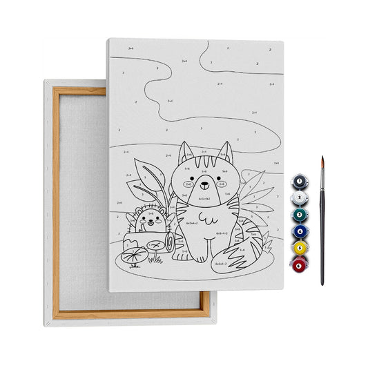 Kedi Ayma ve Dikenli Ken - 35x50cm - Boyama Tablo