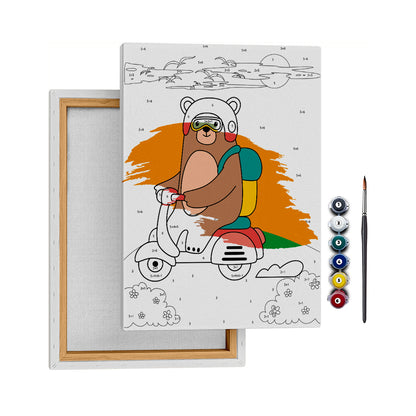 Motorcu Ayı - 35x50cm - Boyama Tablo