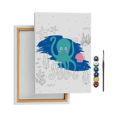 Sevimli Ahtapot - 35x50cm - Boyama Tablo