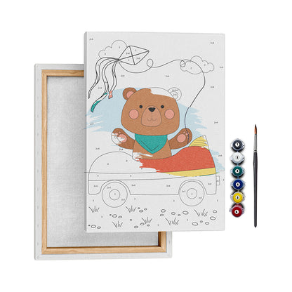 Araba Süren Ayıcık - 35x50cm - Boyama Tablo