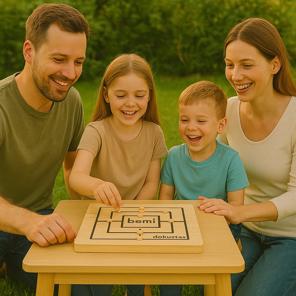 Bemi Üçtaş & Dokuztaş Zeka ve Strateji Oyunu | 2’si 1 Arada Ahşap Mantık Oyunu (5+ Yaş)