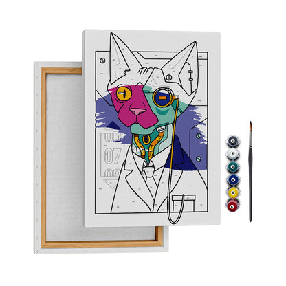 Sibernetik Kedi - 50x70cm - Boyama Tablo