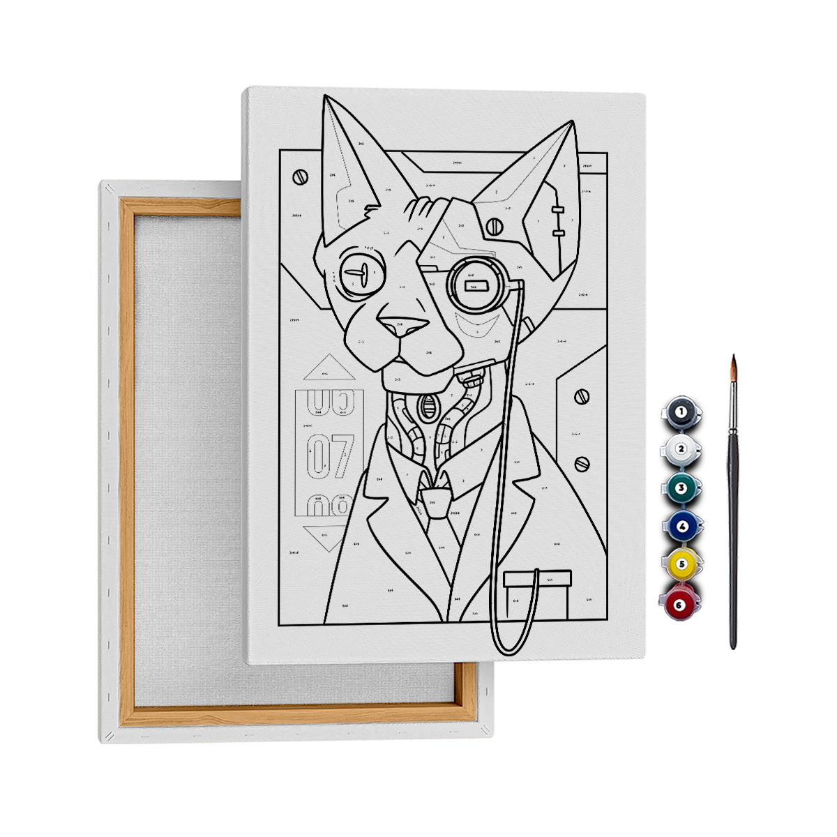 Sibernetik Kedi - 50x70cm - Boyama Tablo