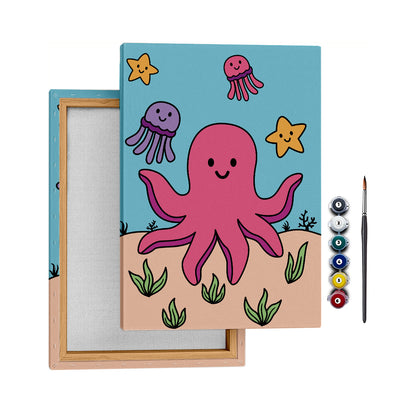 Sevimli Okto - 25x35cm - Boyama Tablo