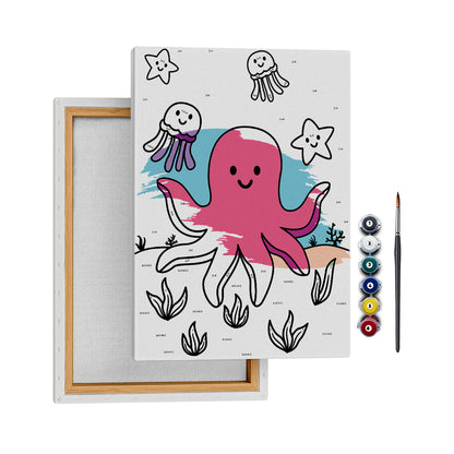 Sevimli Okto - 25x35cm - Boyama Tablo