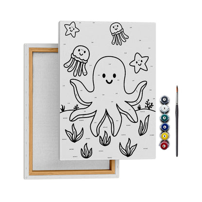 Sevimli Okto - 25x35cm - Boyama Tablo