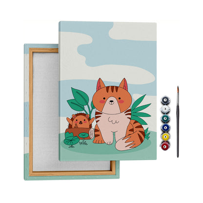 Kedi Ayma ve Dikenli Ken - 25x35cm - Boyama Tablo