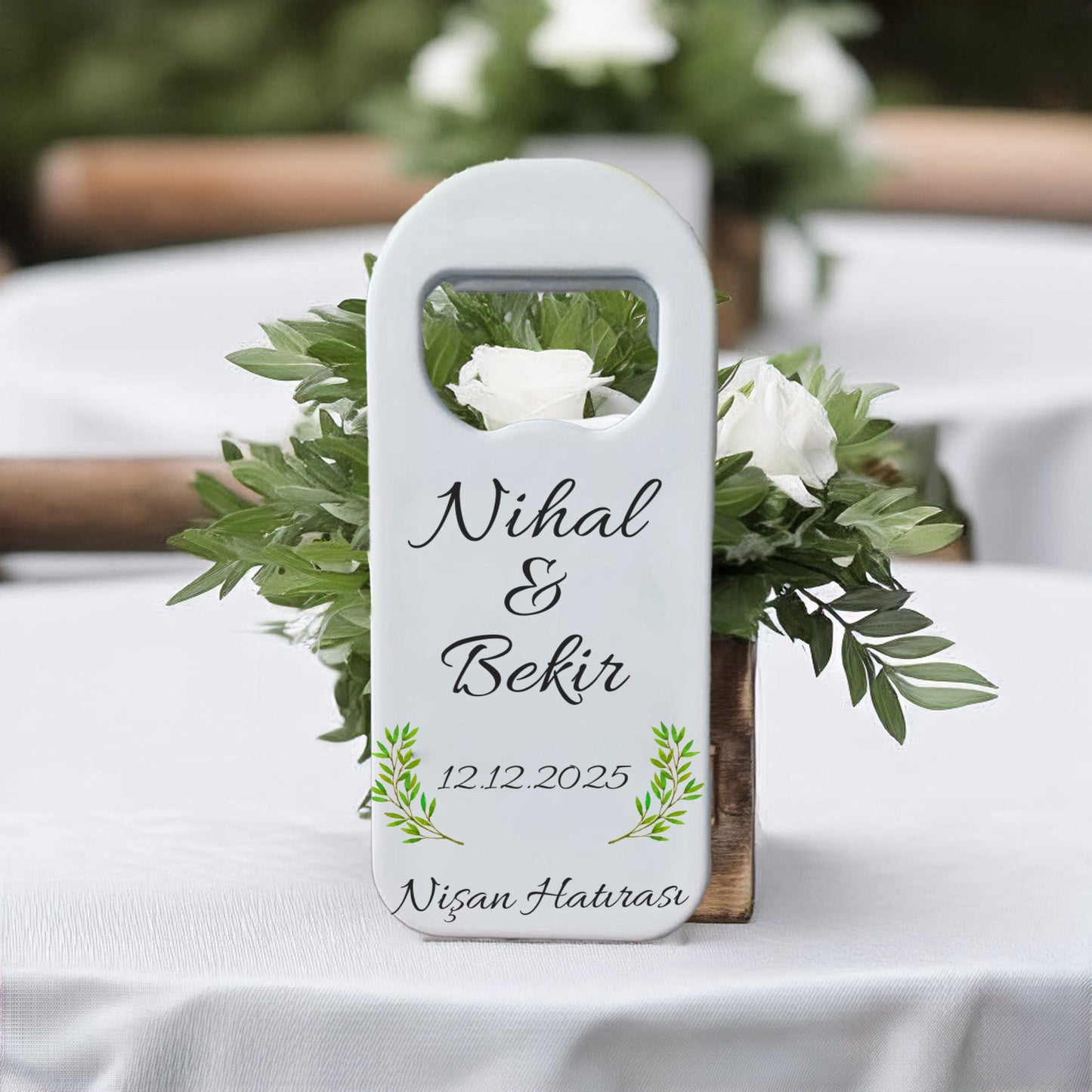 İkili Zeytin Dalı Tasarımlı - Kişiye Özel Plastik Açacak Magnet