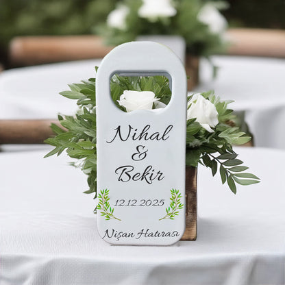 İkili Zeytin Dalı Tasarımlı - Kişiye Özel Plastik Açacak Magnet