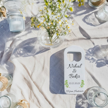 İkili Zeytin Dalı Tasarımlı - Kişiye Özel Plastik Açacak Magnet