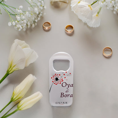 Kalp Çiçek Tasarımlı – Kişiye Özel Plastik Açacak Magnet