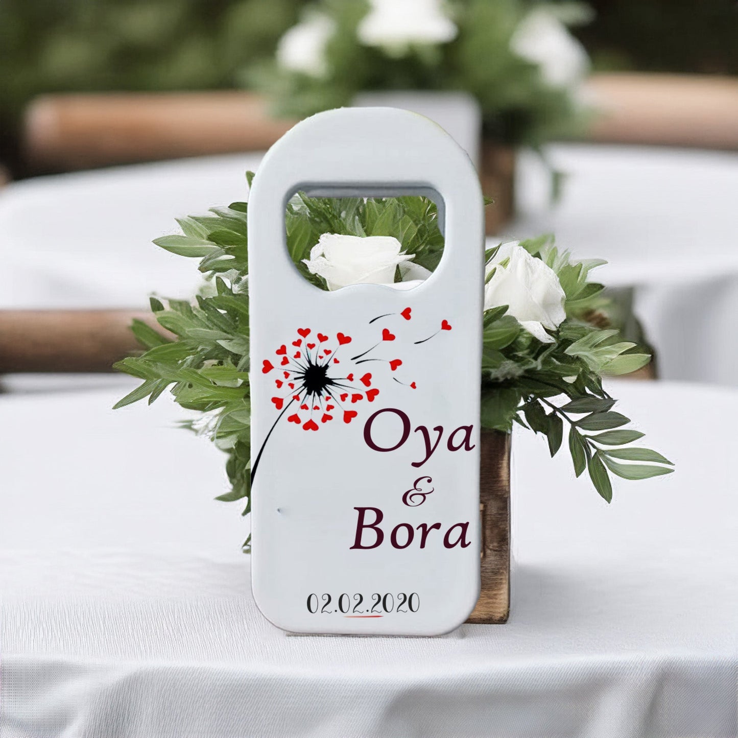 Kalp Çiçek Tasarımlı – Kişiye Özel Plastik Açacak Magnet