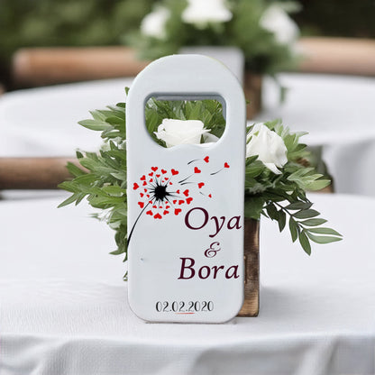 Kalp Çiçek Tasarımlı – Kişiye Özel Plastik Açacak Magnet