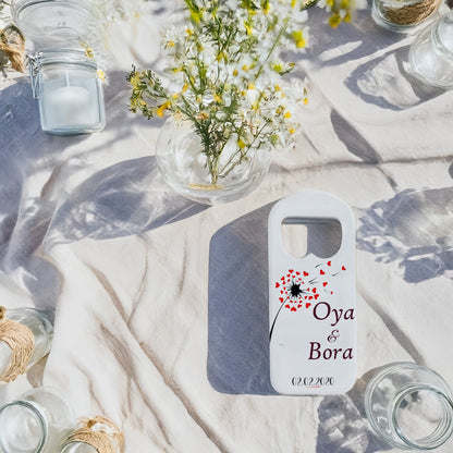 Kalp Çiçek Tasarımlı – Kişiye Özel Plastik Açacak Magnet