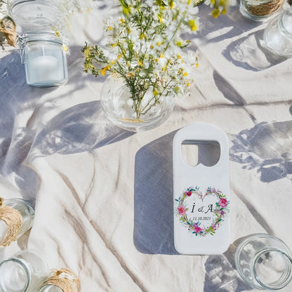 Renkli Kalp Çiçek Tasarımlı – Kişiye Özel Plastik Açacak Magnet