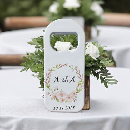 Pembe Çiçek Tasarımlı – Kişiye Özel Plastik Açacak Magnet