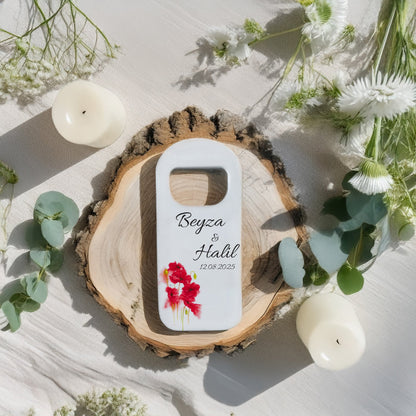 Kırmızı Gelincik Tasarımlı – Kişiye Özel Plastik Açacak Magnet