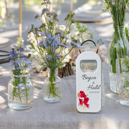 Kırmızı Gelincik Tasarımlı – Kişiye Özel Plastik Açacak Magnet