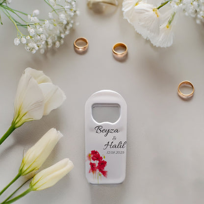 Kırmızı Gelincik Tasarımlı – Kişiye Özel Plastik Açacak Magnet