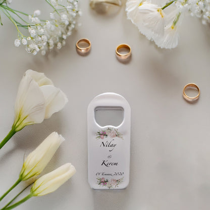 Soft Pembe Çiçek Tasarımlı – Kişiye Özel Plastik Açacak Magnet