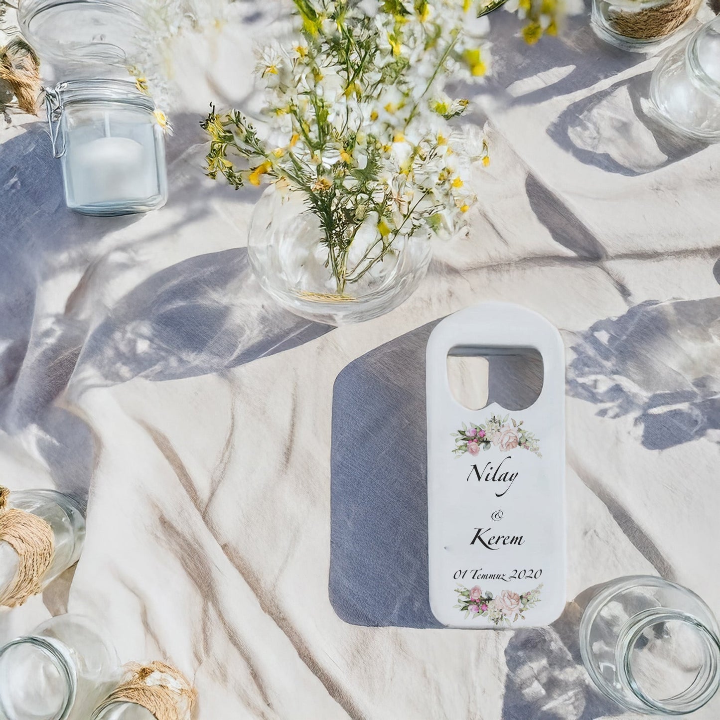 Soft Pembe Çiçek Tasarımlı – Kişiye Özel Plastik Açacak Magnet