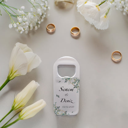 Yeşil Dallı Minimal Tasarımlı – Kişiye Özel Plastik Açacak Magnet