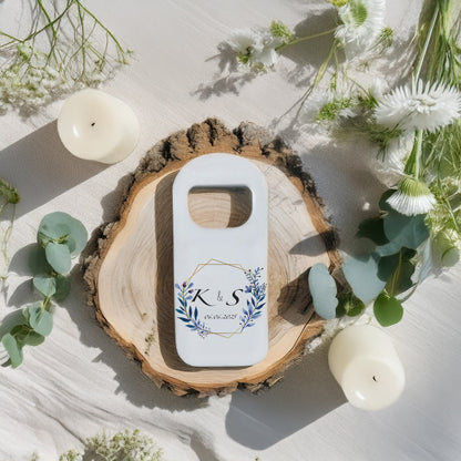 Mavi Lavantalı Geometrik Çerçeve Tasarımlı – Kişiye Özel Plastik Açacak Magnet