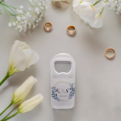 Mavi Lavantalı Geometrik Çerçeve Tasarımlı – Kişiye Özel Plastik Açacak Magnet