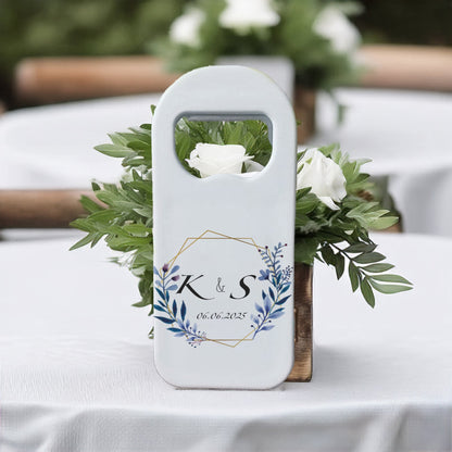 Mavi Lavantalı Geometrik Çerçeve Tasarımlı – Kişiye Özel Plastik Açacak Magnet