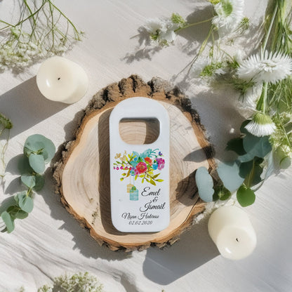 Renkli Çiçek Tasarımlı – Kişiye Özel Plastik Açacak Magnet