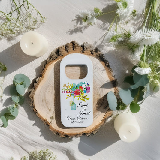 Renkli Çiçek Tasarımlı – Kişiye Özel Plastik Açacak Magnet